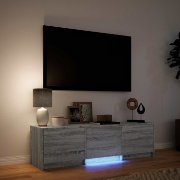 vidaXL Τηλεοπτική βιβλιοθήκη με LED 140x34x40cm Γκρι Σονομά