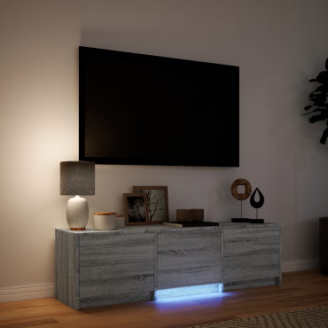 vidaXL Τηλεοπτική βιβλιοθήκη με LED 140x34x40cm Γκρι Σονομά