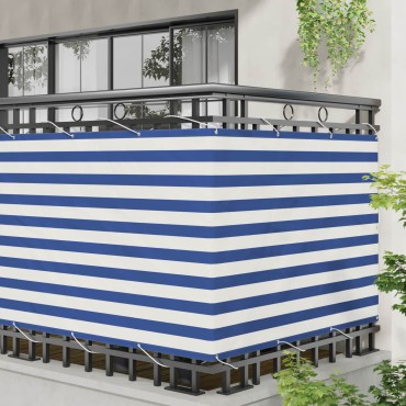 vidaXL Οθόνη Μπαλκονιού Μπλε και άσπρο 110 x 500 cm Ύφασμα Όξφορντ