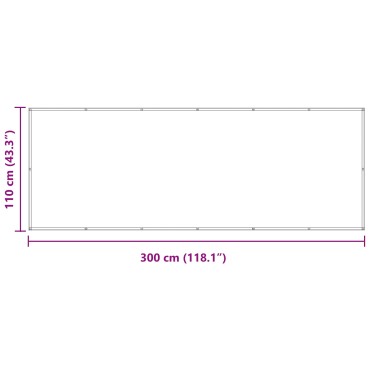 vidaXL Οθόνη Μπαλκονιού Ορθογώνιος 110 x 300 cm Ύφασμα Όξφορντ