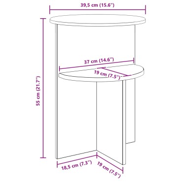 vidaXL Τραπεζάκι Πλευράς με αποθήκευση Γκρι Sonoma 39,5x55cm 1 τεμ.