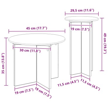 vidaXL Σετ βοηθητικά τραπεζάκια 2 τεμ. Γκρι Sonoma 45x35cm