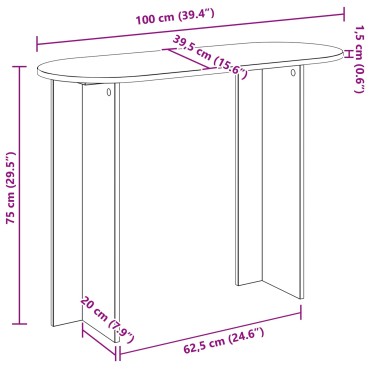 vidaXL Τραπέζι κονσόλας Γκρι Sonoma 100x39,5x75 εκ