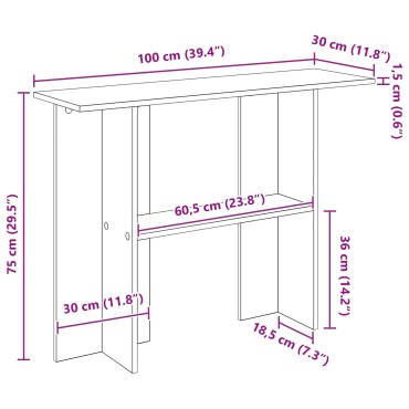 vidaXL Τραπέζι κονσόλας Γκρι Σκυροδέματος 100x30x75 εκ