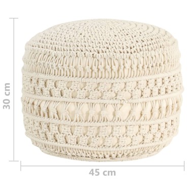 vidaXL Πουφ Χειροποίητο Μακραμέ 45x30cm από Βαμβάκι 1 τεμ.