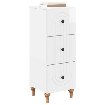 vidaXL Ντουλάπι με Συρτάρια Γυαλιστερό Λευκό 33x34,5x90 εκ 1 τεμ.