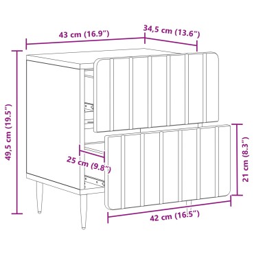 vidaXL Κομοδίνο Καπνισμένο Ξύλο Δρυός 43x34,5x49,5 εκ 1 τεμ.