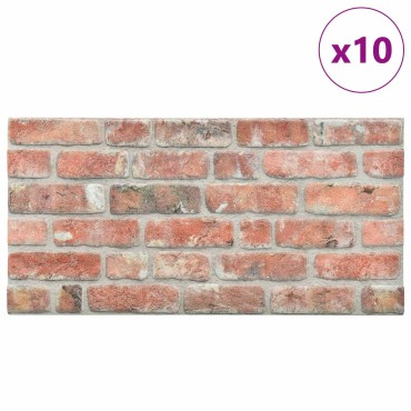 vidaXL Πάνελ τοίχου 10 τμχ. 100 x 50 cm Κόκκινο Αφρός EPS