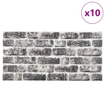 vidaXL Πάνελ τοίχου 10 τμχ. 100 x 50 cm Σκούρο Γκρι και Λευκό