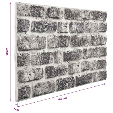 vidaXL Πάνελ τοίχου 10 τμχ. 100 x 50 cm Σκούρο Γκρι και Λευκό
