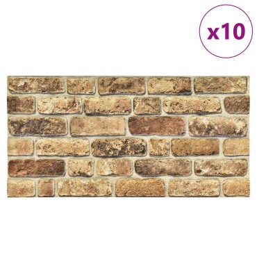 vidaXL Πάνελ τοίχου 10 τμχ. 100 x 50 cm Σκούρος Άμμος Αφρός EPS