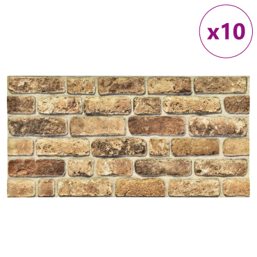 vidaXL Πάνελ τοίχου 10 τμχ. 100 x 50 cm Σκούρος Άμμος Αφρός EPS