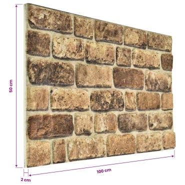 vidaXL Πάνελ τοίχου 10 τμχ. 100 x 50 cm Σκούρος Άμμος Αφρός EPS