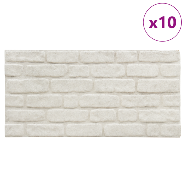 vidaXL Πάνελ τοίχου 10 τμχ. 100 x 50 cm Λευκό Αφρός EPS