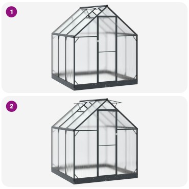 vidaXL Θερμοκήπιο Κήπου με πόρτα Ανθρακί 183,5 x 183,5 x 207 εκ