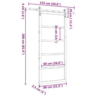 vidaXL Συρόμενη Πόρτα 80 x 208 εκ. Μασίφ Ξύλο Πεύκου Φυσικό