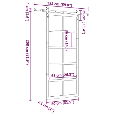 vidaXL Συρόμενη Πόρτα Φυσικό 80 x 208 εκ. Μασίφ Ξύλο Πεύκου