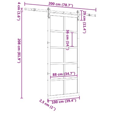 vidaXL Συρόμενη Πόρτα Φυσικό 100 x 208 εκ. Μασίφ Ξύλο Πεύκου