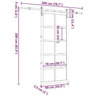 vidaXL Συρόμενη Πόρτα Φυσικό 90 x 208 εκ. Μασίφ Ξύλο Πεύκου