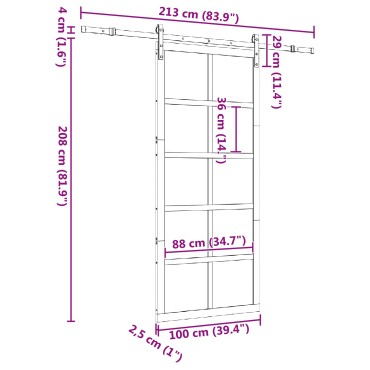 vidaXL Συρόμενη Πόρτα Φυσικό 100 x 208 εκ. Μασίφ Ξύλο Πεύκου