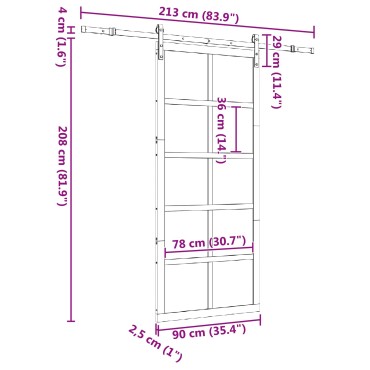 vidaXL Συρόμενη Πόρτα Φυσικό 90 x 208 εκ. Μασίφ Ξύλο Πεύκου