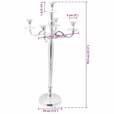 vidaXL Κηροπήγιο Ασημί 32 x 32 x 79,5 εκ. Αλουμίνιο
