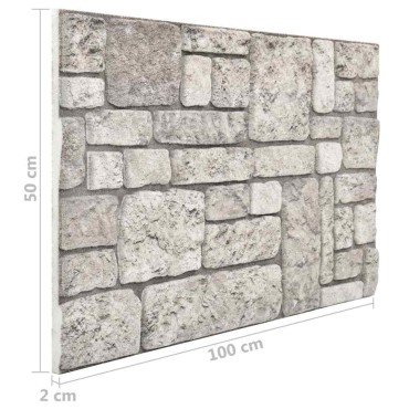 vidaXL Πάνελ τοίχου 10 τμχ. 100 x 50 cm Γκρι Αφρός EPS