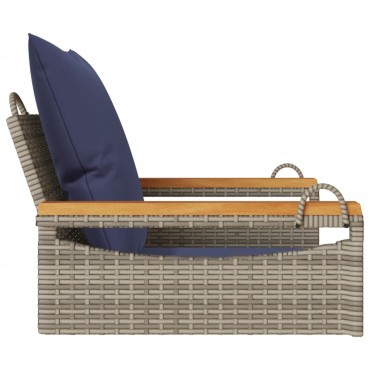 vidaXL Παγκάκι Κουνιστό Γκρι 63x62x40cm Συνθετικό Ρατάν με Μαξιλάρια 1 τεμ.