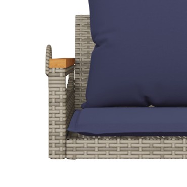 vidaXL Παγκάκι Κουνιστό Γκρι 63x62x40cm Συνθετικό Ρατάν με Μαξιλάρια 1 τεμ.