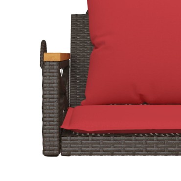 vidaXL Παγκάκι Κουνιστό Καφέ 63x62x40cm Συνθετικό Ρατάν με Μαξιλάρια 1 τεμ.