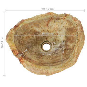 vidaXL Νιπτήρας Απολίθωμα Κρεμ 45 x 35 x 15 εκ. Πέτρινος