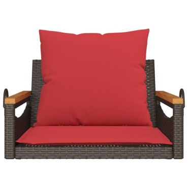 vidaXL Παγκάκι Κουνιστό Καφέ 63x62x40cm Συνθετικό Ρατάν με Μαξιλάρια 1 τεμ.