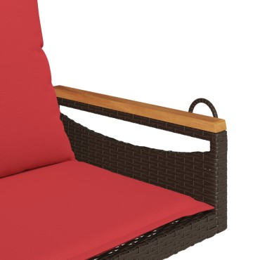 vidaXL Παγκάκι Κουνιστό Καφέ 63x62x40cm Συνθετικό Ρατάν με Μαξιλάρια 1 τεμ.