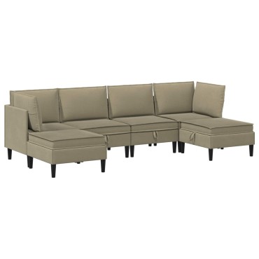 vidaXL Σετ Επίπλων Σαλονιού 6 τεμ. Χακί Ύφασμα 280x140x82cm  Γωνιακός