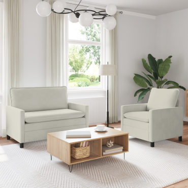 vidaXL Σετ Καναπέ 2 τεμ. Κρεμ Βελούδο 126x81x87,5cm  Διθέσιος