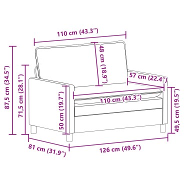 vidaXL Σετ Καναπέ 2 τεμ. Κρεμ Βελούδο 126x81x87,5cm  Διθέσιος
