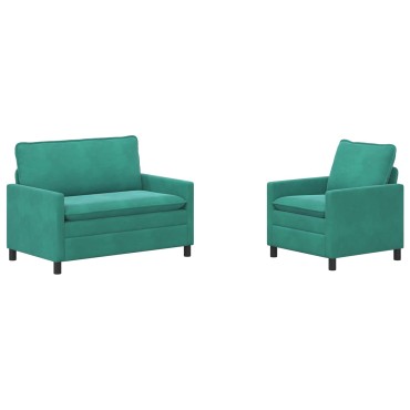 vidaXL Σετ Καναπέ 2 τεμ. Τιρκουάζ Βελούδο 126x81x87,5cm  Διθέσιος