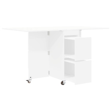vidaXL Τραπέζι φαγητού 140x80x77cm Επεξεργασμένο Ξύλο Λευκό 1 τεμ.
