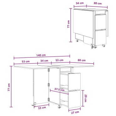 vidaXL Τραπέζι φαγητού 140x80x77cm Επεξεργασμένο Ξύλο Ορθογώνιος 1 τεμ.