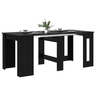 vidaXL Τραπέζι φαγητού 180x85x75cm Επεξεργασμένο Ξύλο Μαύρη Δρυς 1 τεμ.