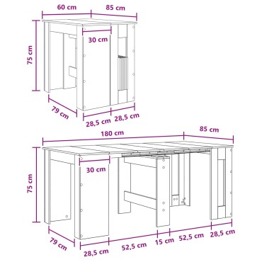 vidaXL Τραπέζι φαγητού 180x85x75cm Επεξεργασμένο Ξύλο Sonoma Δρυς 1 τεμ.