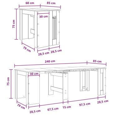 vidaXL Τραπέζι φαγητού 240x85x75cm Επεξεργασμένο Ξύλο Sonoma Δρυς 1 τεμ.