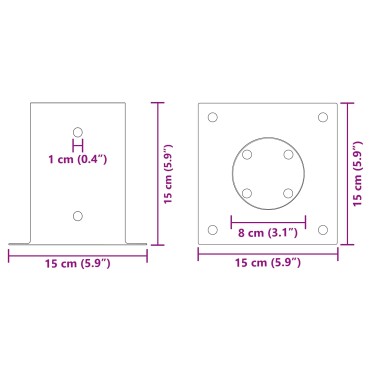 vidaXL Κυκλικό Υποβρύχιο Στήριγμα 4 τμχ. Ασημί 15 x 15 x 15 cm Μέταλλο