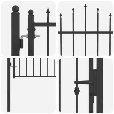 vidaXL Πύλη Φράχτη ASTEN 100 x 125 cm Μέταλλο Μαύρο Κλειδώσιμο