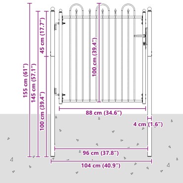 vidaXL Πύλη Φράχτη DRONTEN 100 x 100 cm Μέταλλο Μαύρο Κλειδώσιμο