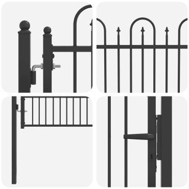 vidaXL Πύλη Φράχτη DRONTEN 100 x 125 cm Μέταλλο Μαύρο Κλειδώσιμο