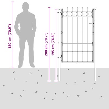 vidaXL Πύλη Φράχτη HORST 100 x 150 cm Μέταλλο Μαύρο Κλειδώσιμο