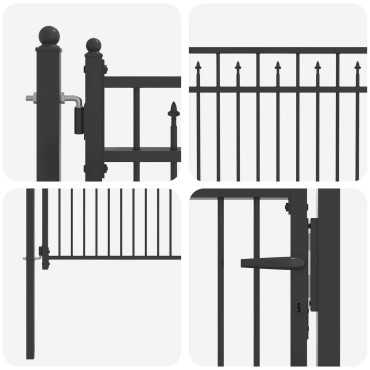 vidaXL Πύλη Φράχτη BAARLO 100 x 75 cm Μέταλλο Μαύρο Κλειδώσιμο