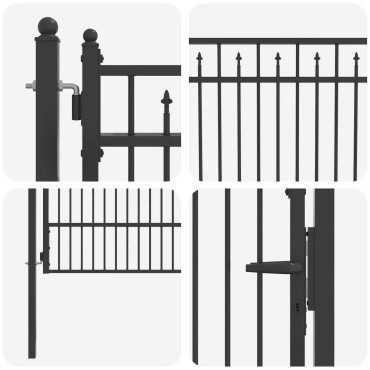 vidaXL Πύλη Φράχτη BAARLO 100 x 125 cm Μέταλλο Μαύρο Κλειδώσιμο