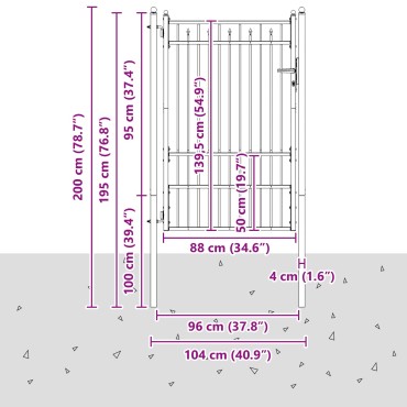 vidaXL Πύλη Φράχτη BAARLO 100 x 150 cm Μέταλλο Μαύρο Κλειδώσιμο